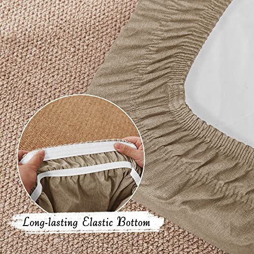 Stangh Linen Couch Cushion Cover - Soft Flexibility Anti-Skid Individual Cushion Slipcover, All Seasons Suitable Pets Friendly Porch Canopy Settee Seat Dinette Seats Loveseat Cover, Camel 3 Pieces #TOP3