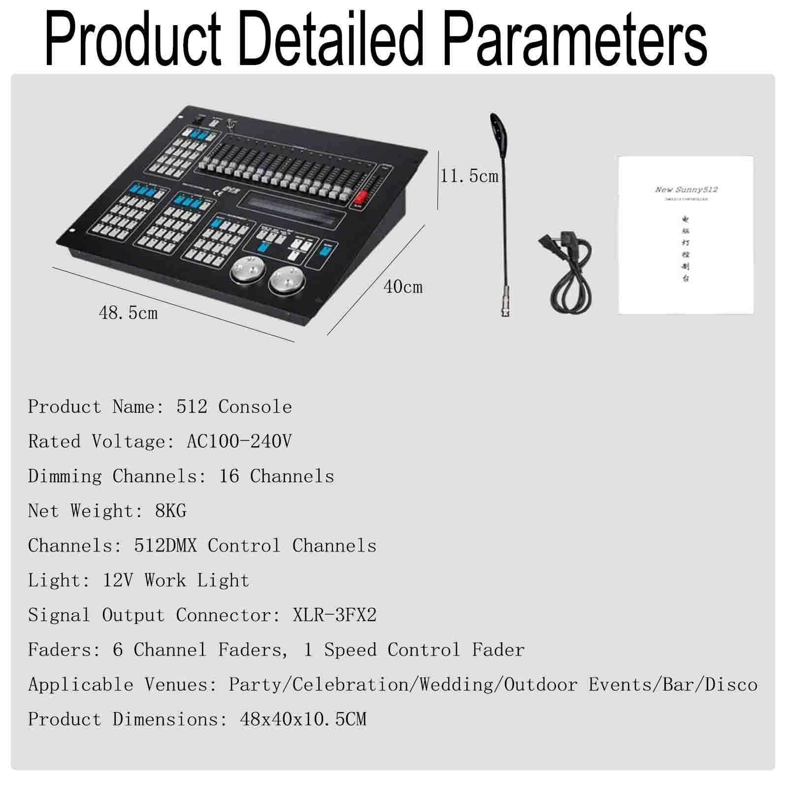 Controller D-MX,Controller Illuminazione Discoteca Dj,D-MX512 192CH Programmabile Illuminazione Palcoscenico Controller per DJs Bands Bars Pubs Clubs Festa di Famiglia Matrimonio Ecc
