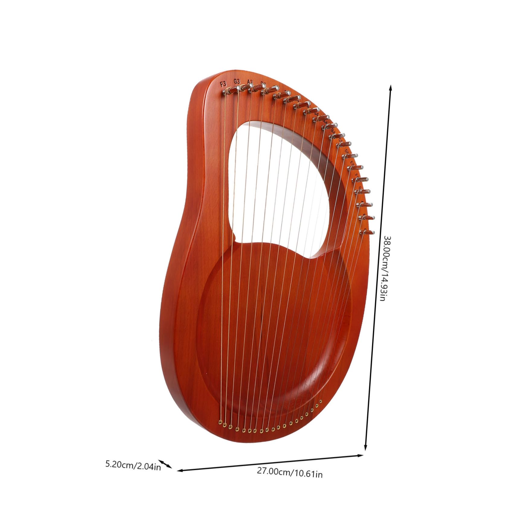 VANZACK 1Set String Solid Wood Lyre Harp Handheld Ancient Style Musical Instrument for Beginners and Intermediate Players Includes Extra Picks Wood Color Finish