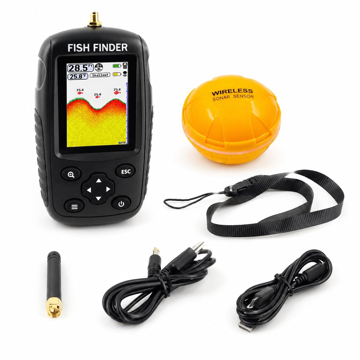 Localizador de Peces portátil de Mano Sensor de Sonar inalámbrico Localizador de Profundidad para entusiastas de la Pesca