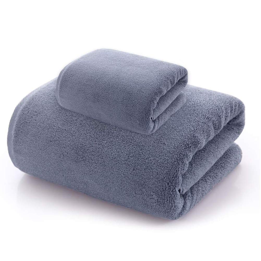 Bath Towels, Luxury Microfiber Bath Towel Set, 2 Piece - 1 Bath Towels, 1 Hand Towels, Coral Fleece Towel Gift Set, Space Gray