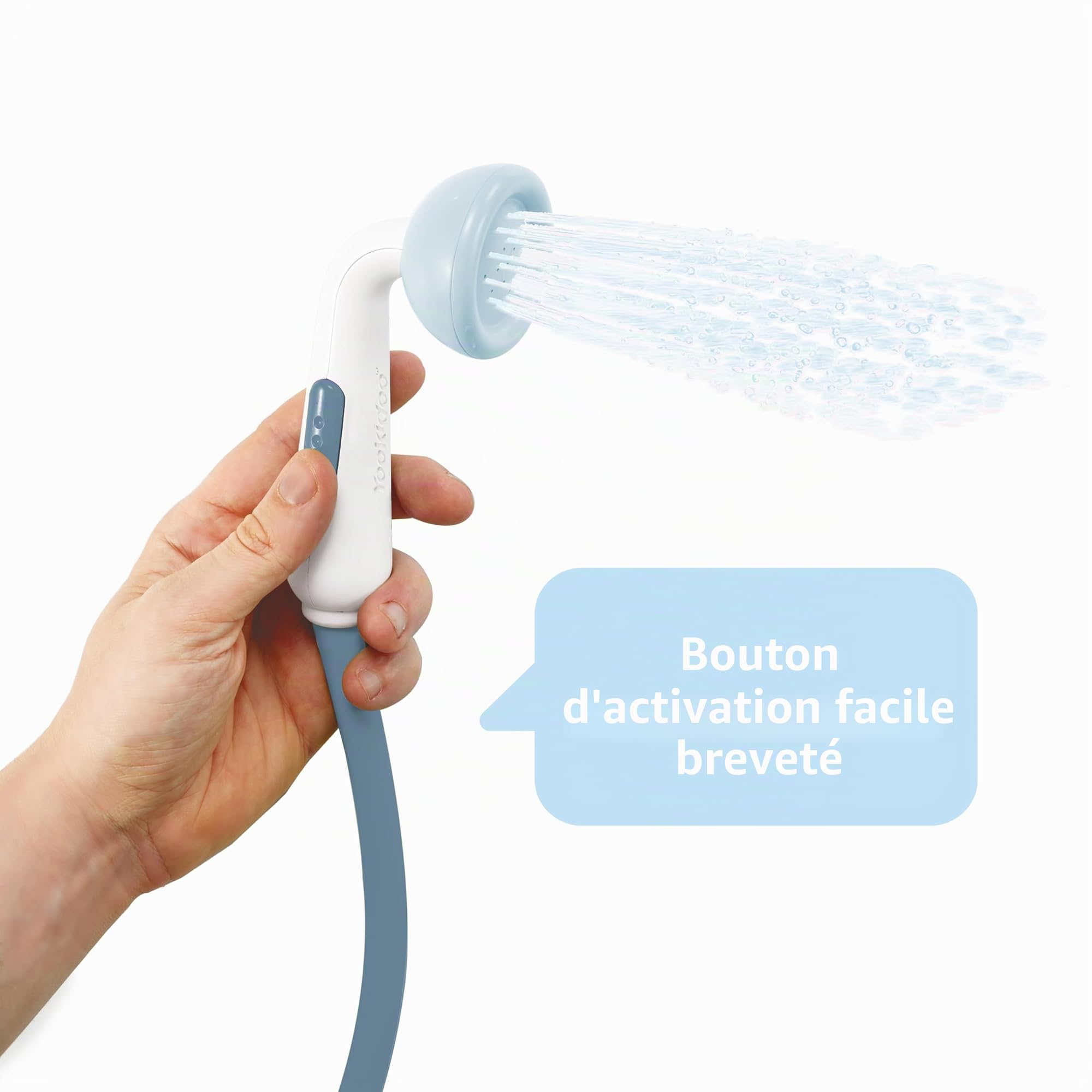Yookidoo Ensemble Cadeau de pommeau de Douche éléphant pour bébé – Comprend Une Serviette à Capuche et Un Cintre – Contrôle de l'eau à partir de 2 Boutons de Coffre d'éléphant pour Un Maximum de