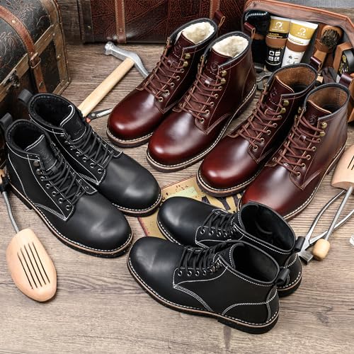 SL-Saint Handgefertigte Herrenstiefel mit weicher Zehe Wasserdicht-Leder Kuhfell/Wolle Mode Komfortschuhe (LederFutter, Braun, Erwachsene, Herren, 42, Numerisch, EU Schuhgrößensystem, M)