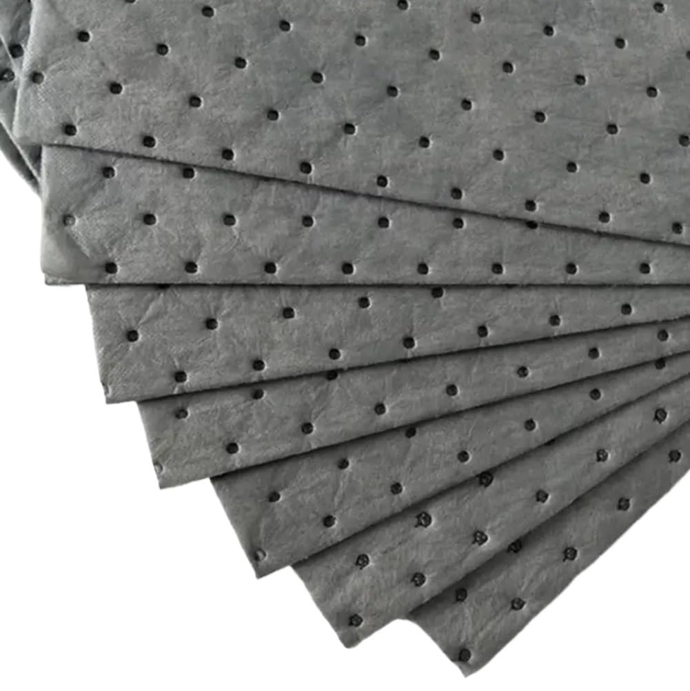 Tapis absorbants pour huile et eau, Tampons absorbants d'huile et d'eau en polypropylène gris 40x50cm avec épaisseur de 2-5mm paquet 100(100pcs,5mm)