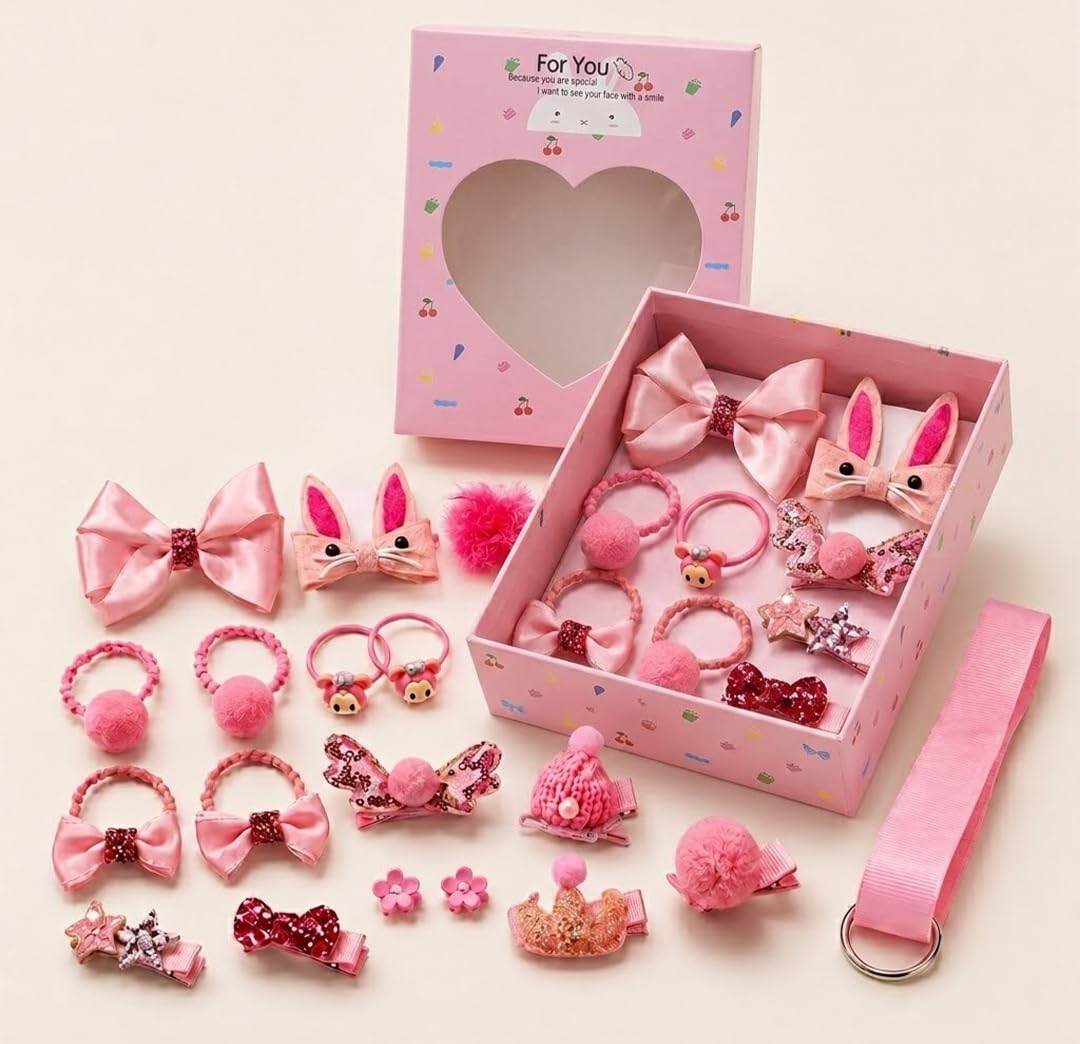 BabyMoon 18Pcs/Set Mix Style Headwear Set Children Accessories Ribbon Bow With Full Covered Clips Hairpins For Girls Princess Crown Hair Accessories With Gift Box 1 (Pack of 1)-image-13
