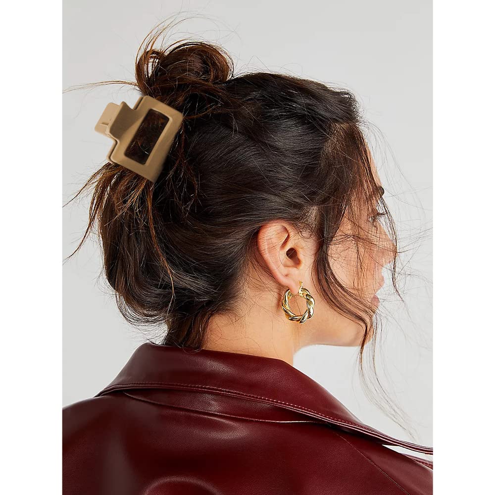 Bolonar 4Pcs Small Hair Clips 2" Square Matte Claw Clips For Thin And Thick Hair - Neutral Color Accessories For Women, Multi 1
