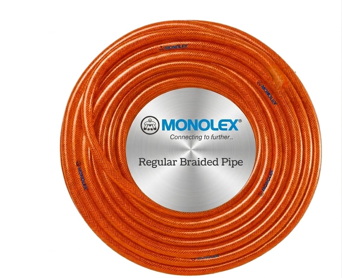 MONOLEX Regular Braided PVC Garden Hose Pipe, Tangy Orange, 1 Inch, 15 Meter, Heavy Duty, for Car Washing and Cleaning-image-7