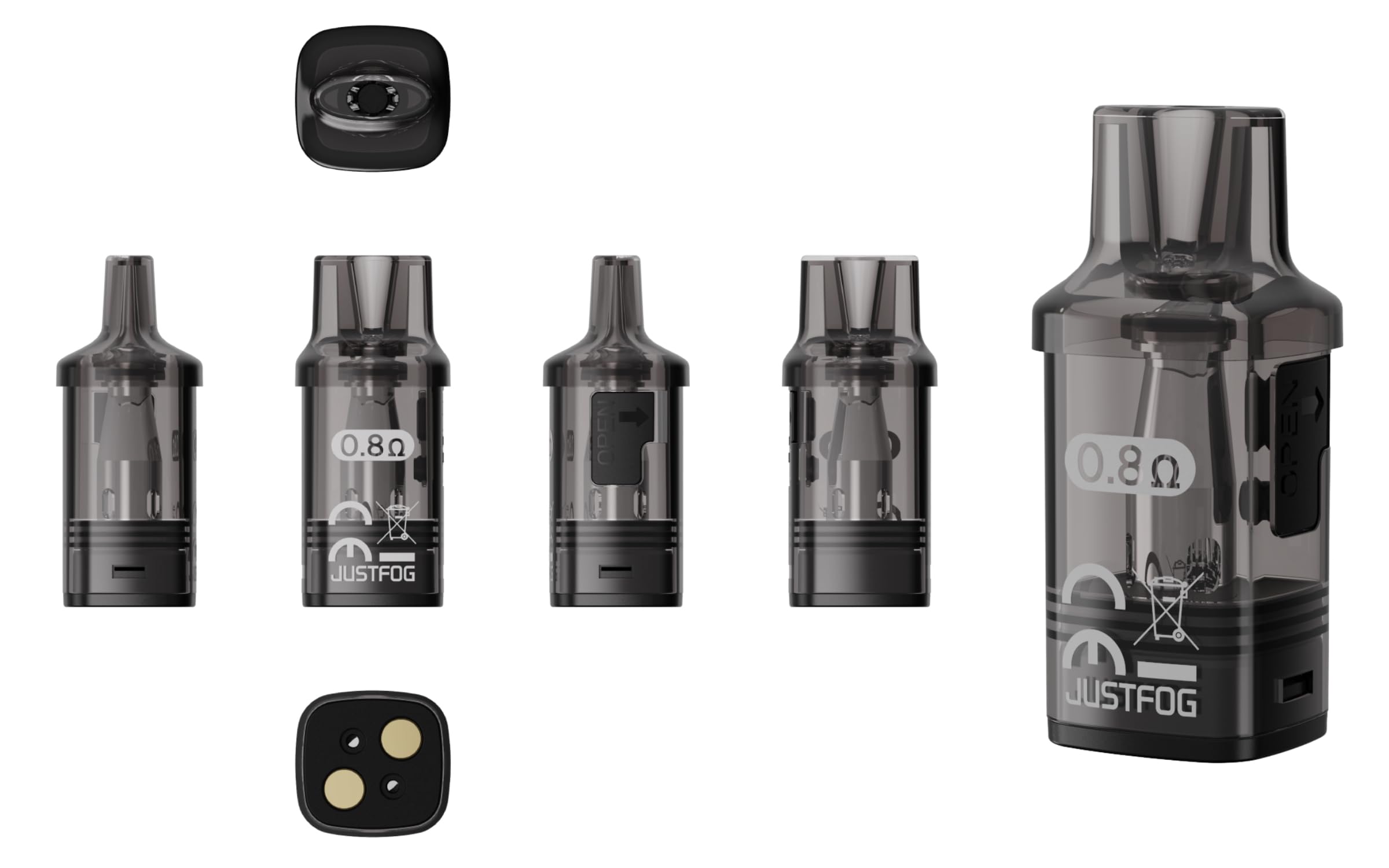 JUSTFOG ARO Pod de rechange 2.0 ml [pack de 2 pcs], cartouche originale  pour cigarette lectronique JUSTFOG ARO, systme  tirage automatique,  remplissage latral, produit sans nicotine. (0.8 ) : Amazon.fr: High-Tech