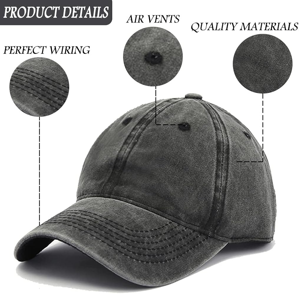 Cappellino Da Baseball Unisex In Cotone Lavato – Stile Distressed, Chiusura Regolabile In Metallo, Protezione UV, Outdoor - 4