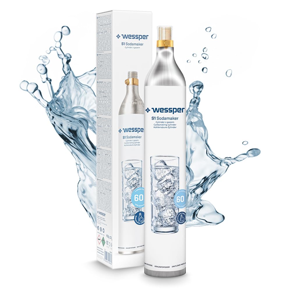 Wessper 1 x CO2-Zylinder, Geeignet für SodaStream, Aarke, Brita, WasserMaxx u.v.a Wassersprudler