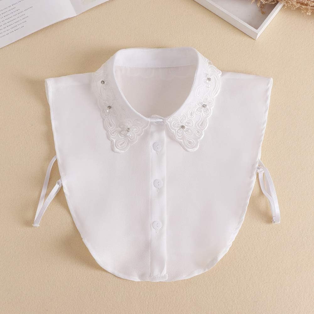 YAKEF Lady Half-Shirt Blouse Detachable Lace Chiffon Fake Collars Dicky Collar Faux Collar - Image 2