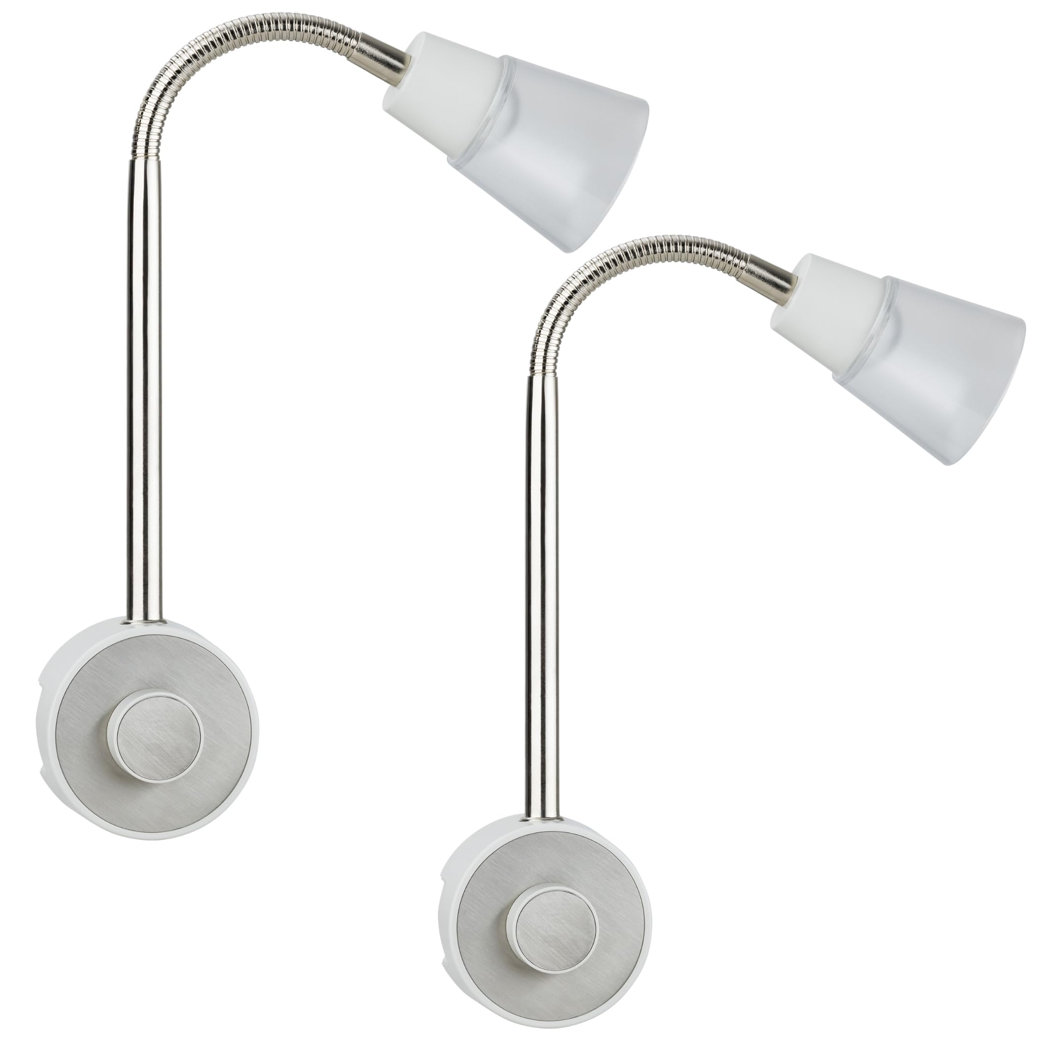 SEBSON Luce Notturna LED da Presa - Set da 2, dimmerabile, flessibile, 2W | Bianco Caldo 2700K, Applique da Parete - Lampada da Lettura con Spina