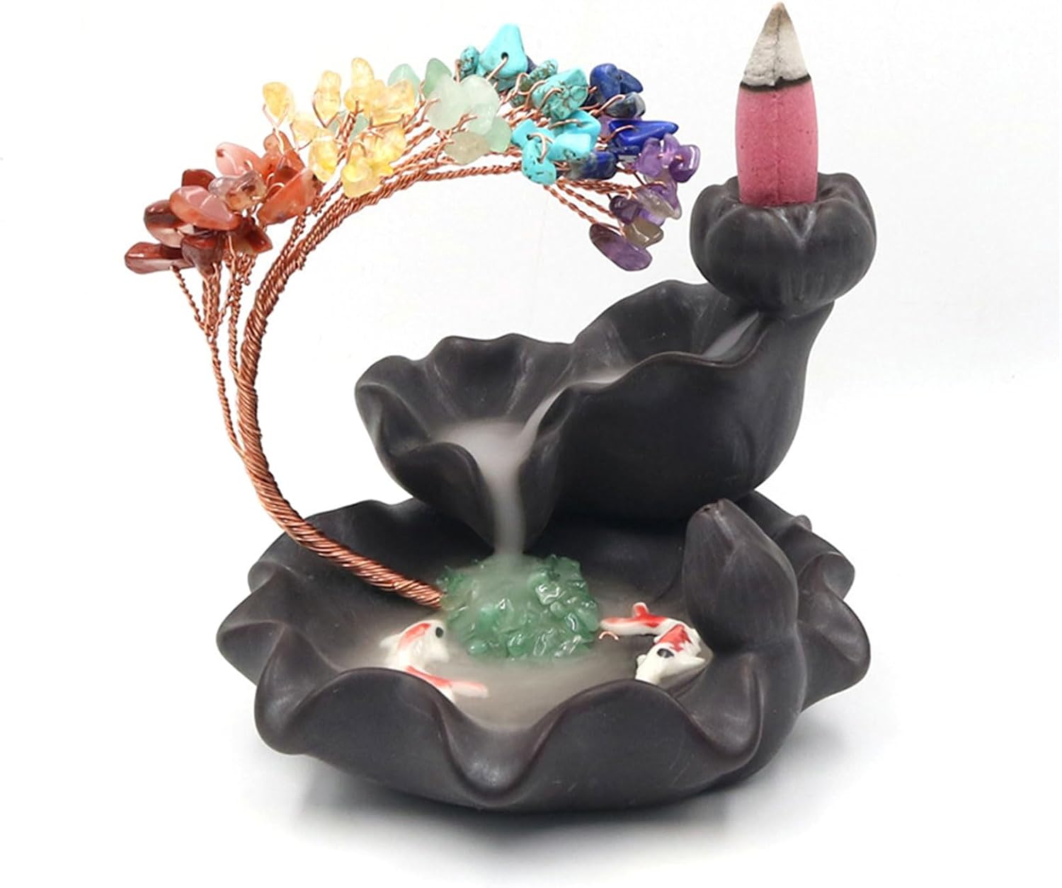 Backflowing Incenses Burners Ceramic Incenses Holder with Crystal Tree Waterfall Holder Home Decorations Aromatherapys Decorations