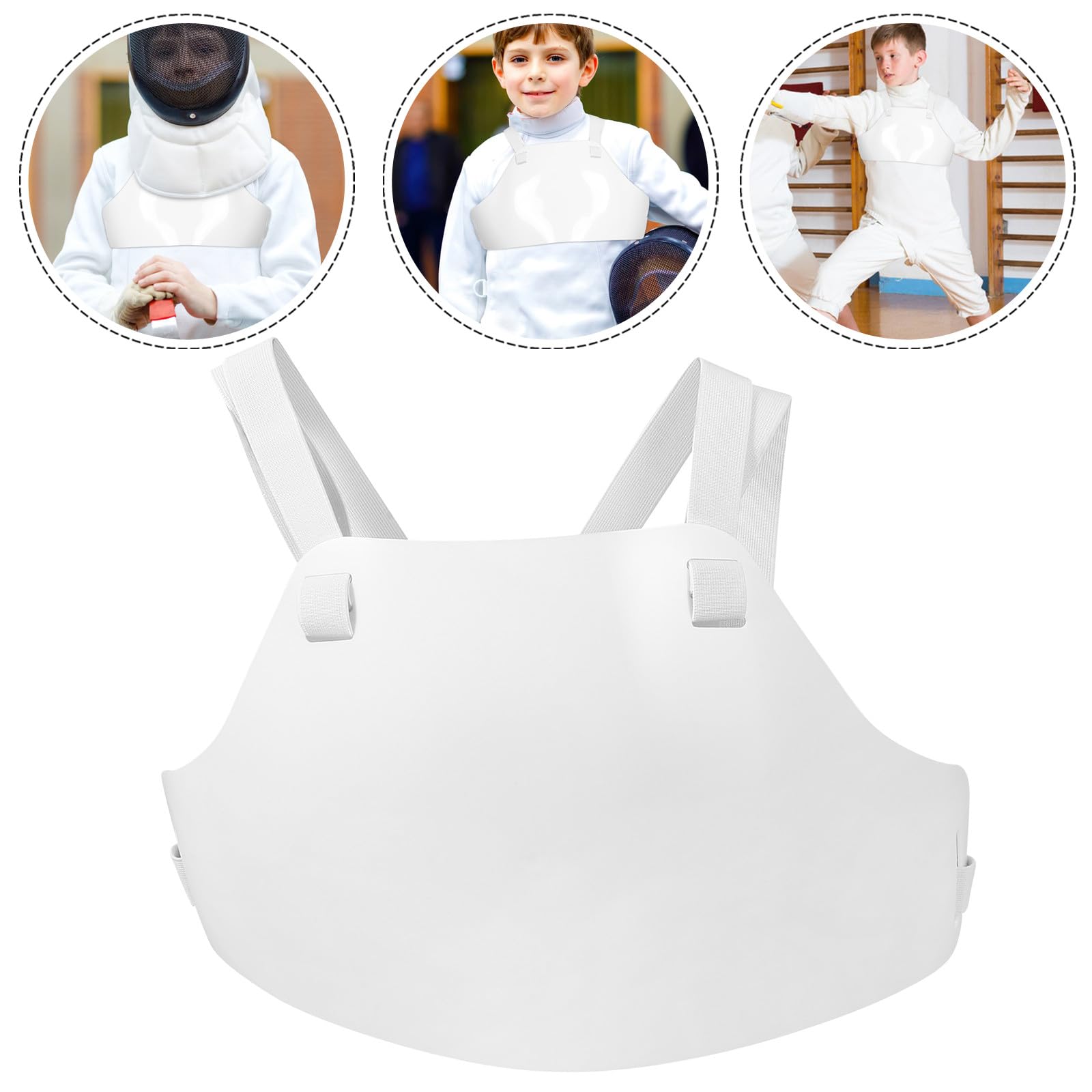 Healeved Leichter PVC Brustschutz für Junge Fechter mit Uneingeschränkter Bewegungsfreiheit für Kinder Fechttraining und Übungssessions in Weiß