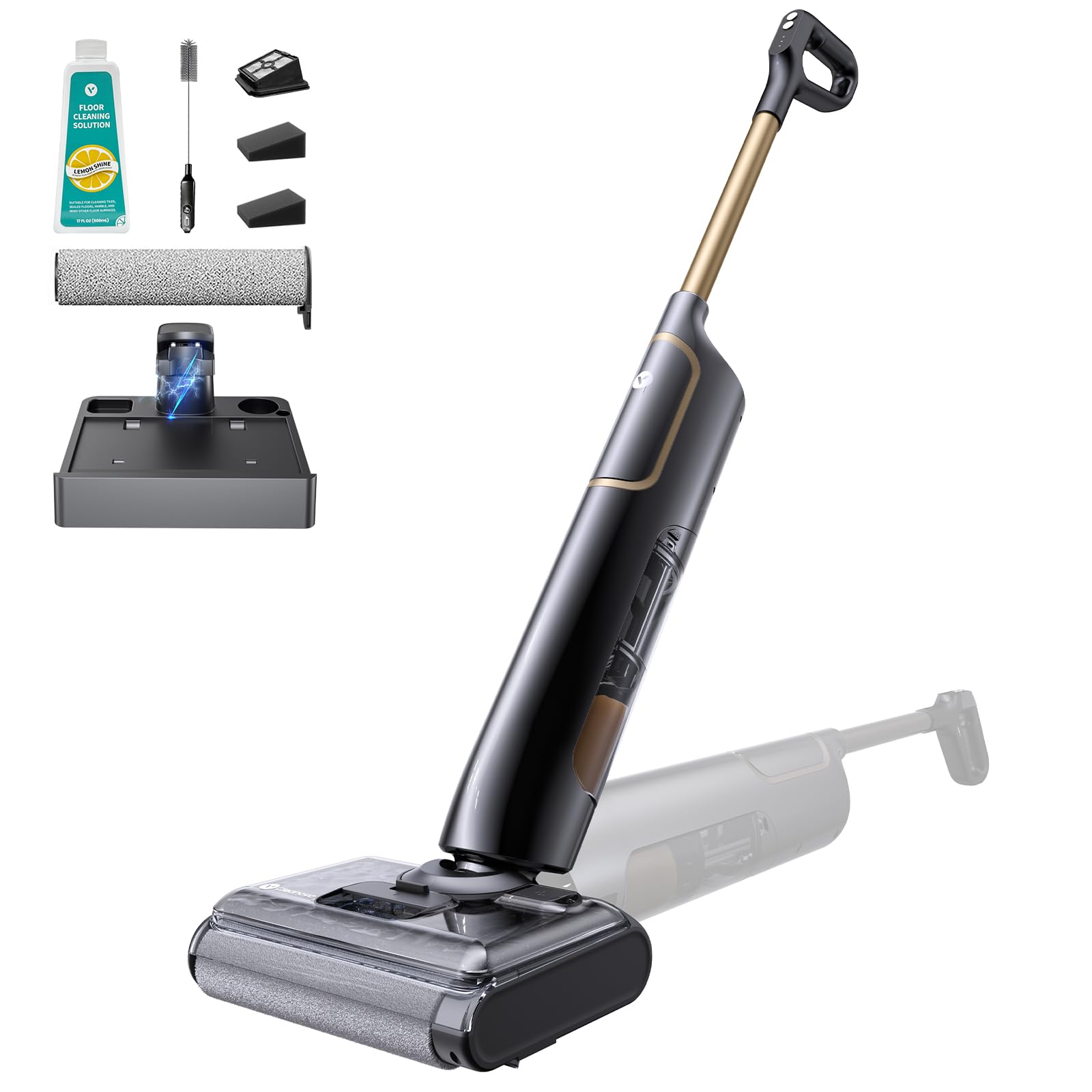 Vexilar X7 Nass Trockensauger akku, 180° Lay-Flat Nasssauger, Staubsauger mit Wischfunktion, 40 Minuten, Selbstreinigung, 800mL Wassertank, Ideal für Hartböden, Familien mit Haustieren & Kindern
