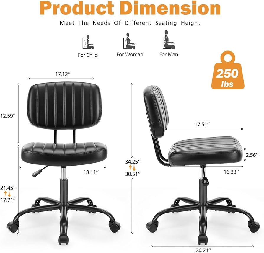 Amazon.com: Sweetcrispy Small Office Desk Chair - Armless PU