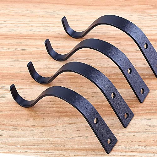 Elwiya 4 Pack Rustic Iron Wall Hooks For Hanging Lanterns Coats Mason Jar Sconces, Heavy-Duty Metal Hooks For Plant Hangers Lights And Artworks，Vintage Home Decor Indoor & Outdoor, Screws Included #TOP2