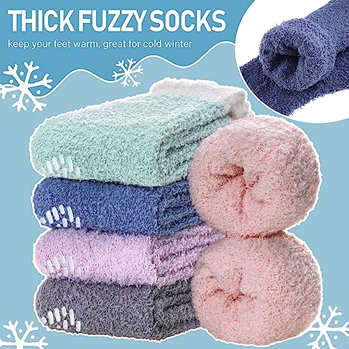 Image of Yebing Non Slip Hospital Socks for Women with Grips Fuzzy Cozy Anti Skid Slipper Socks Winter Warm Soft Fluffy Sleep Socks