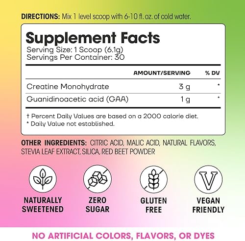 Miniatura 2 de Fit & Lean Creatina para mujeres, complejo de creatina en polvo My Lean con GAA, rendimiento muscular, función cognitiva y menos hinchazón,