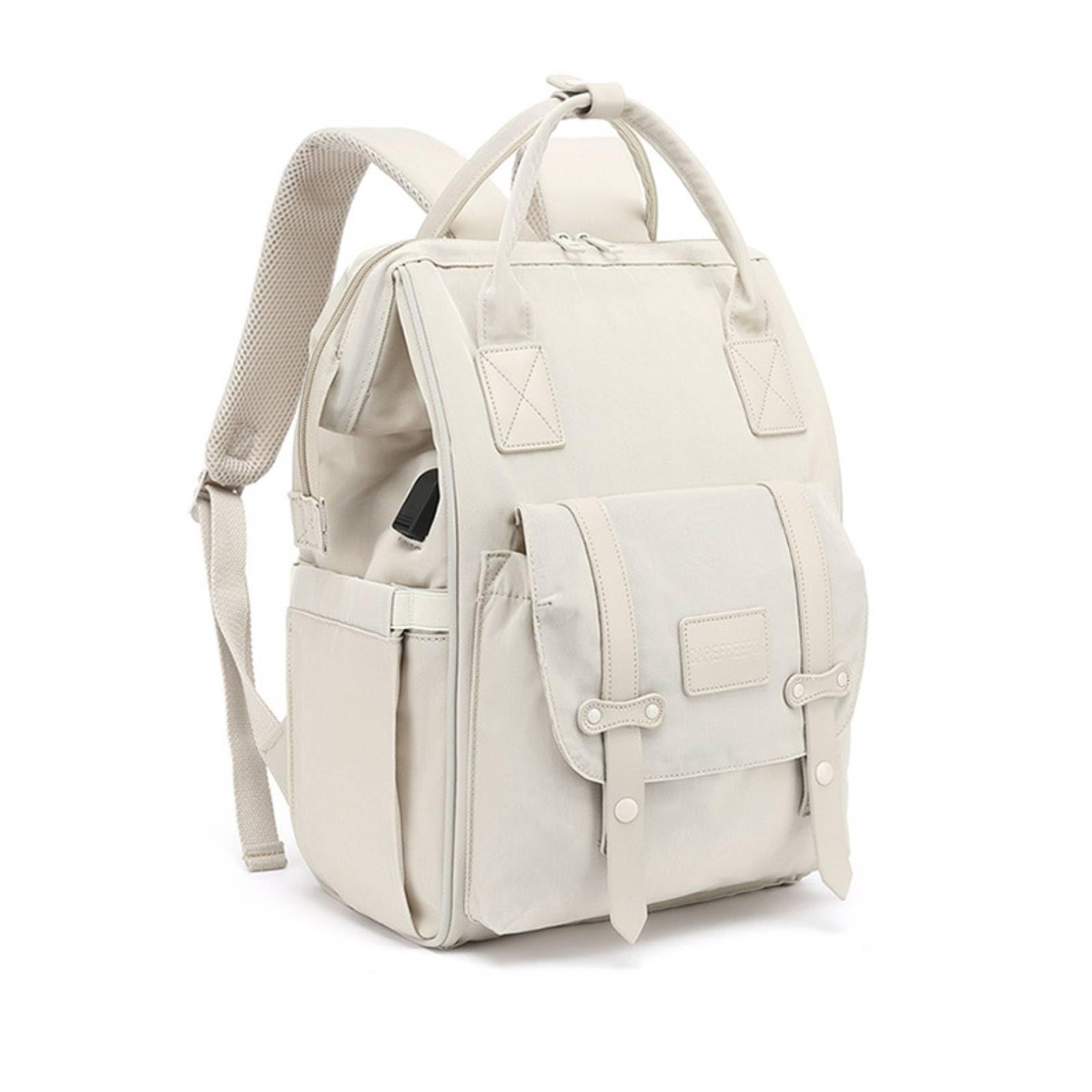Zaino Fasciatoio Organizzato Borsa Fasciatoio a Zaino Pratico per Mamme, Uscita, Bianco sporco, Grigio Calce