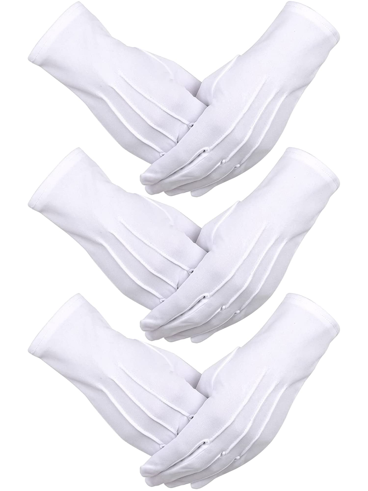 Gants de Coton et Nylon Blancs - 3 Paires pour Événements Spéciaux