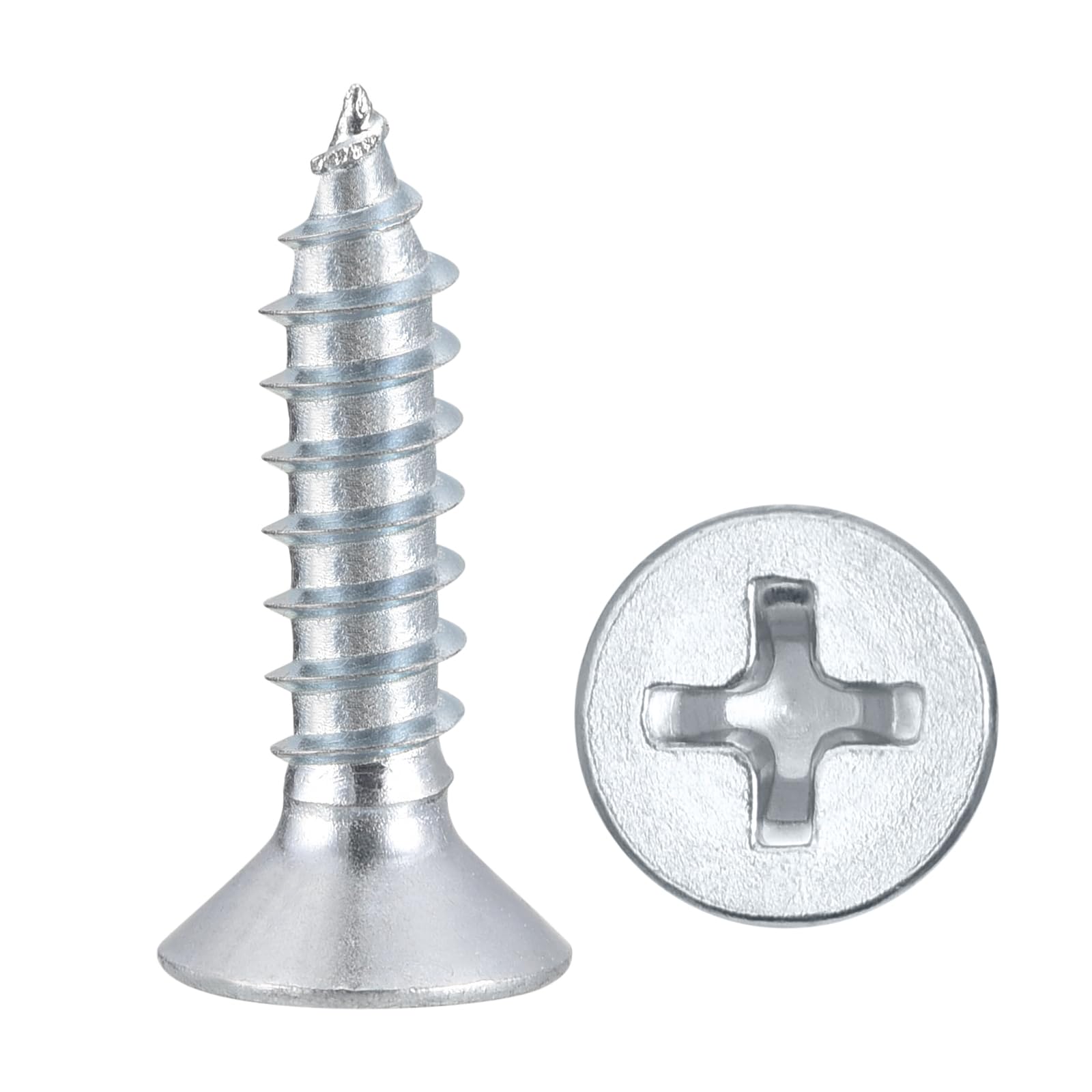 METALLIXITY Countersunk Phillips Wood Screws (#6x5/8") 500Pcs, Carbon Steel Coarse Thread Phillips Drive Flat Head Wood Screws - for Furniture Installation Repair, Bluish-white โ image 1