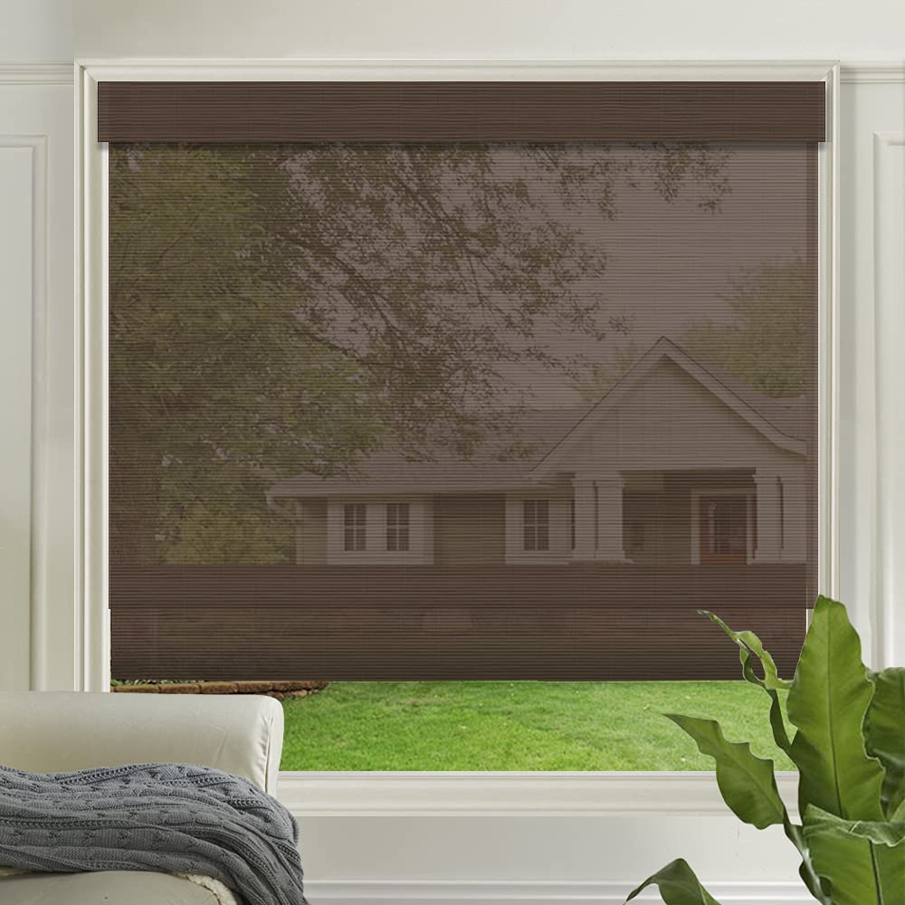 Letau Wood Cordless Roman Shades Blinds, Bamboo Light Filtering Window Blinds for Indoor Home, Kitchen, Office, Pattern 9