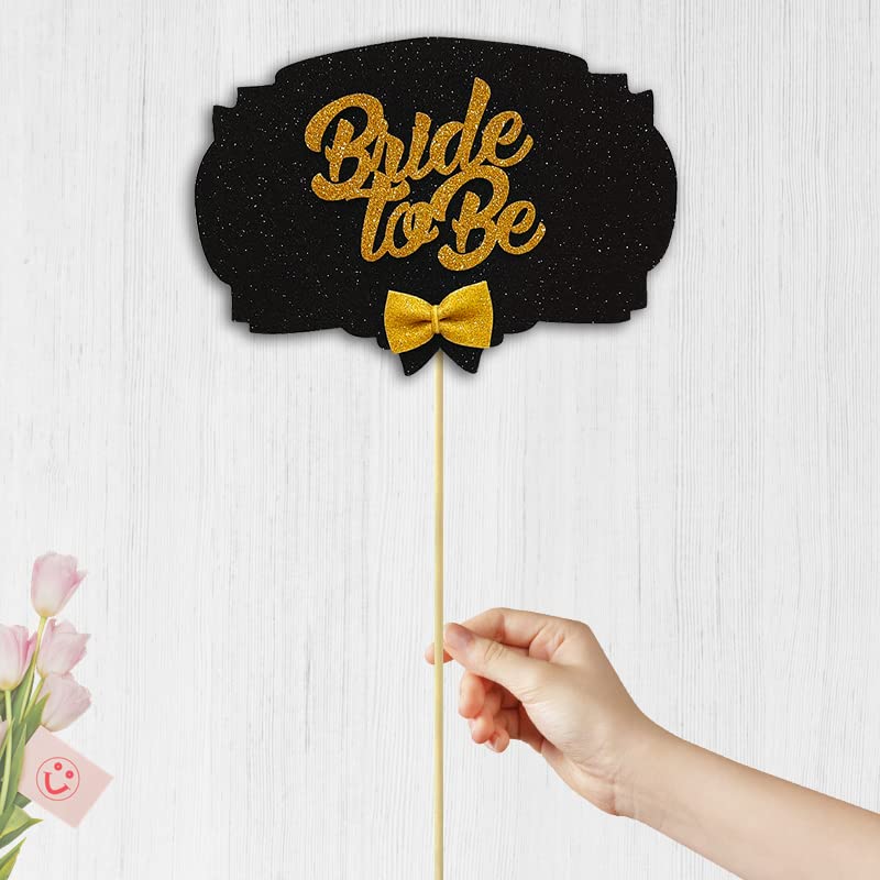 SüSLe Bebek ve Parti Bride To Be Konuşma Balonu Çubuğu - Siyah & Altın