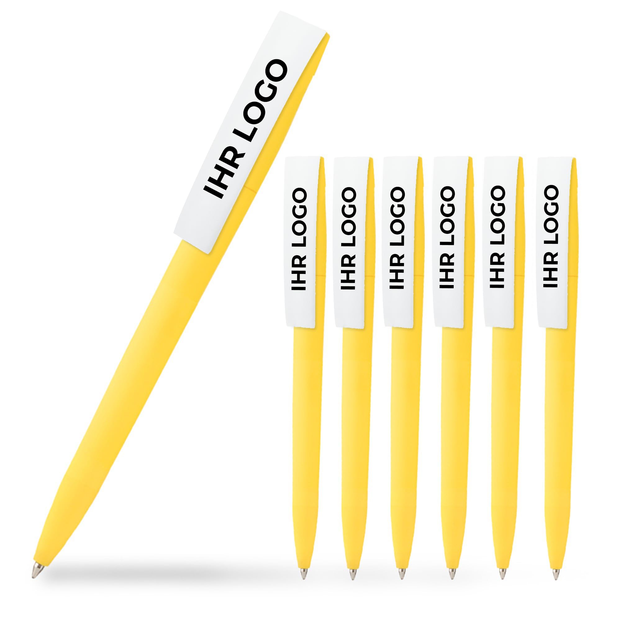 Cimpress Penna a Sfera Personalizzata Stampata con Logo o Immagine - Ideale per Eventi, Scuole o Uso Aziendale, con Inchiostro Nero - Disponibile in Confezioni da 25, 50 o 100(50 unità, Giallo)