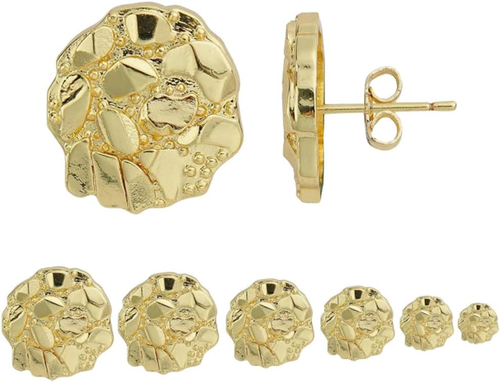 14k gold plated brass nugget earing with heart and round all different size and different design