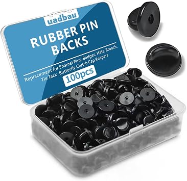 100PCS Rubber Pin Backs PVC Lapel Pin Backings, Butterfly Clutch Replacement for Enamel Pins, Badges, Hats, Brooch, Tie Tack, Cap Keepers Secure Hold Accessories - Black