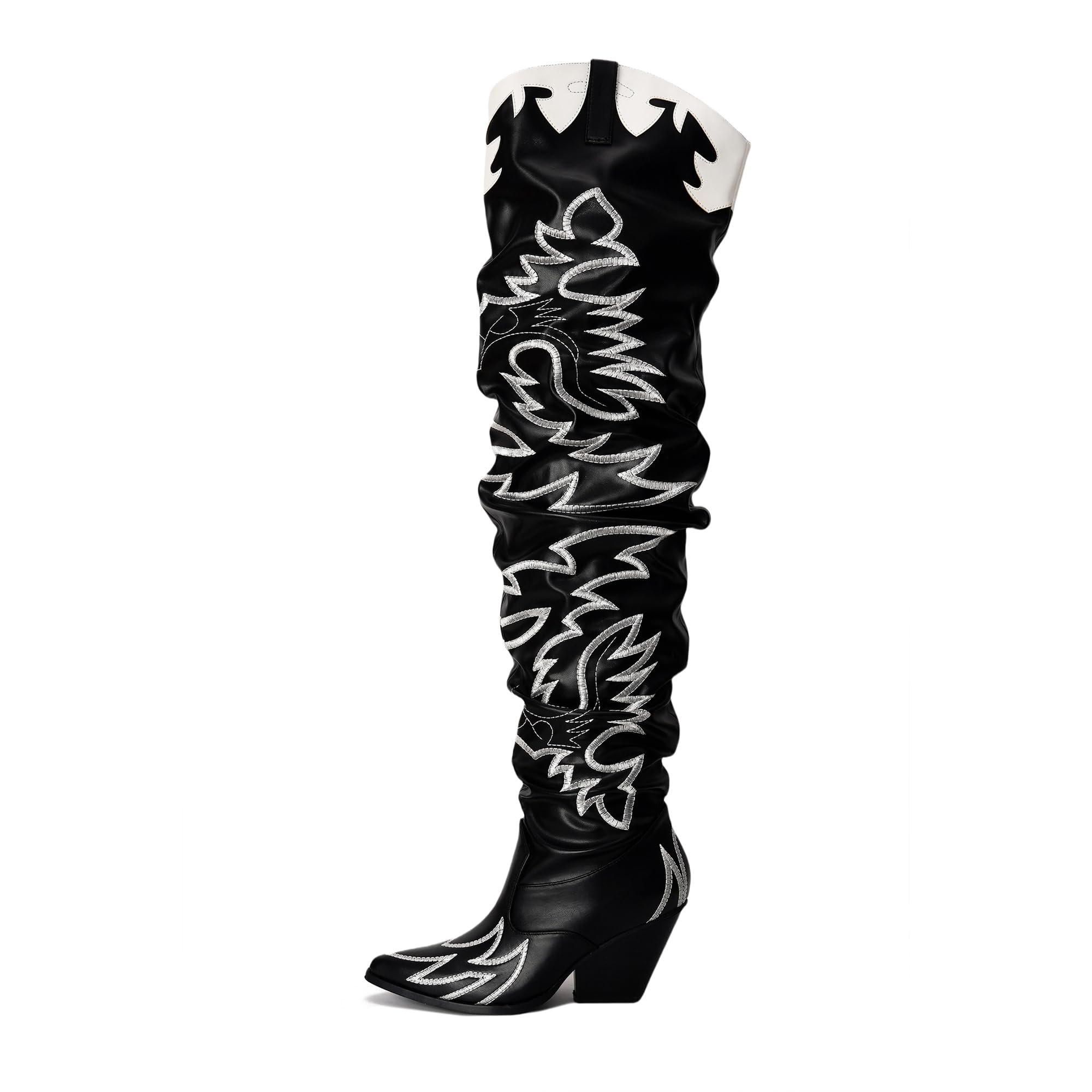 Women's Western Thigh High Over The Knee Cowboy Cowgirl Boots - Chunky Block Heel Fashion Boots for Women (KELSEY-21)