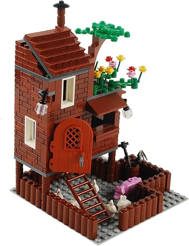 Miniatura 3 de Bloques de construcción de granja de jardín, accesorios de sedería de parque, juego de plantas de ladrillos de construcción, juego de construcción