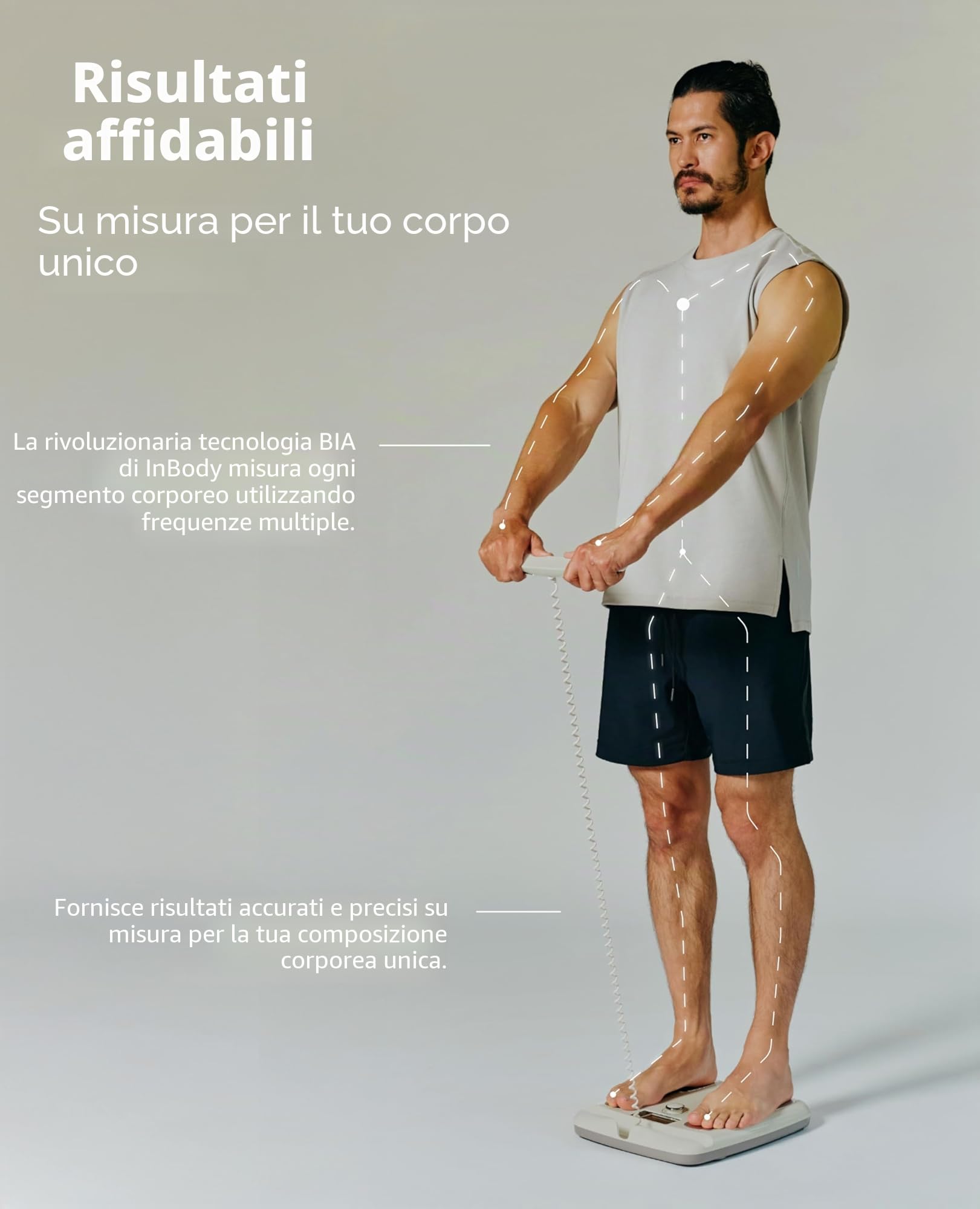 InBody Scala H20N Smart per l'analisi della composizione corporea completa - BMI, grasso corporeo, massa muscolare - Connessione Bluetooth - Beige