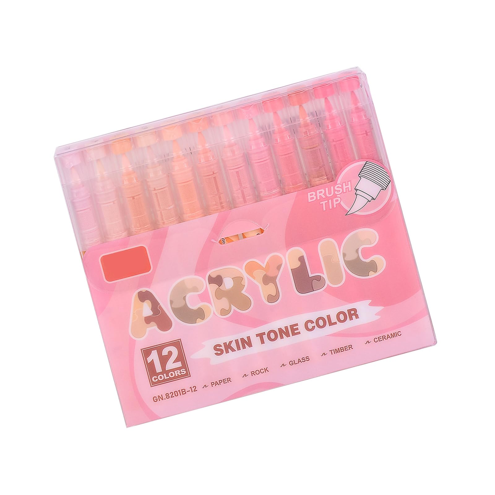 Jazuaiao Liquid Acrylic Marker 12 Color Paint Pen Brush Tip for Journaling Drawing on Paper Stone Rock Canvas Wood Glass Paint Markers for Artists