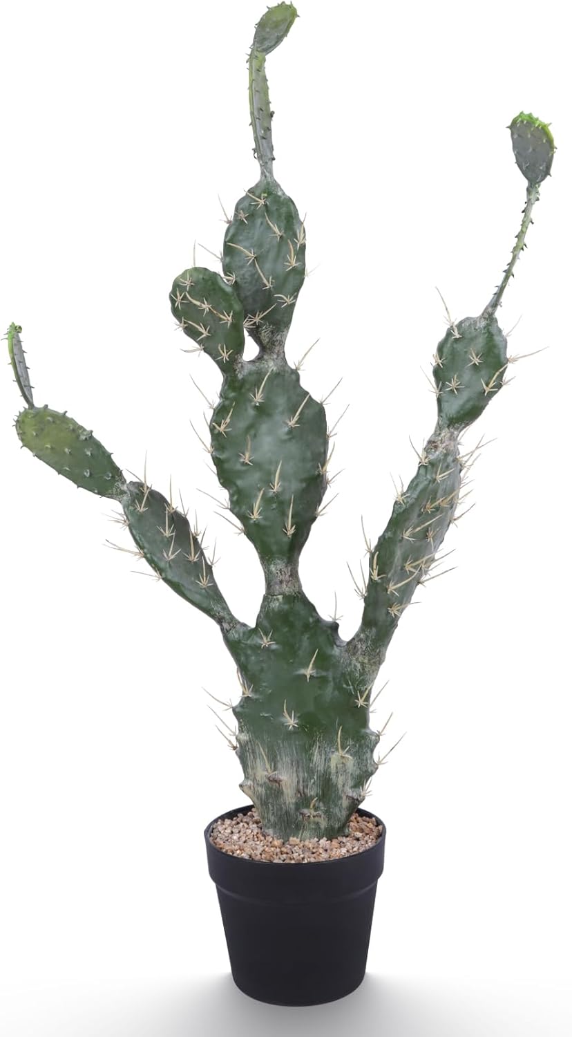 Artificial Cactus Potted Plant 33 Inch Faux Desert Cacti Fake Cactus Plant with Black Planter for Home Garden Office Indoor Outdoor Decoration