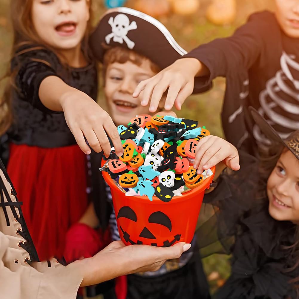FOIMAS 80 gomme da cancellare per Halloween, a forma di zucca, fantasma, teschio, gomma, per dolcetto o scherzetto di Halloween