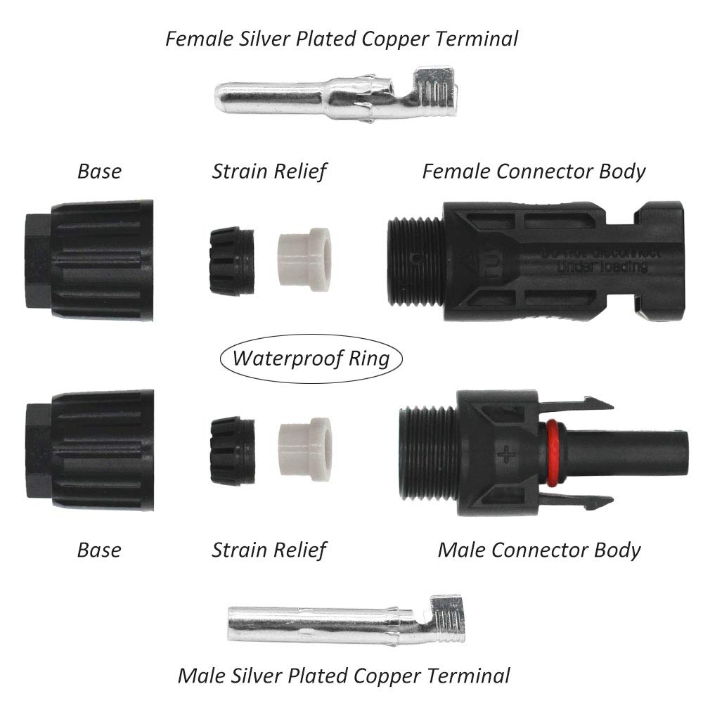 Buy 10 Pairs of MC4 Solar Cable Connectors, HUYU Male/Female Solar