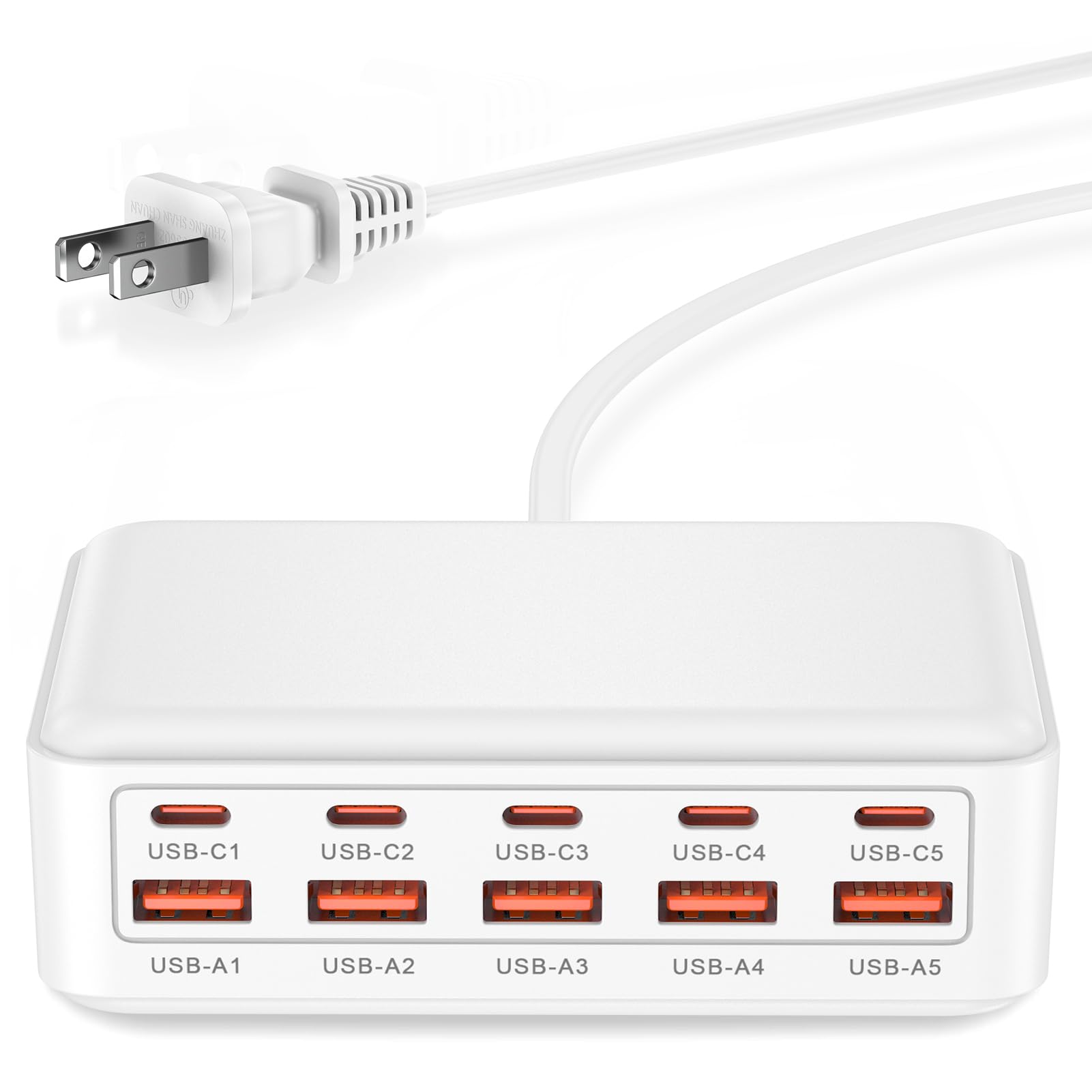 usb コンセント USB充電器 【2025年 合計70W出力・10ポート】 5USB-C+5USB-A 急速充電 ACアダプター スマホ タブレット対応 PD/QC/PPS対応 PSE認証付き デスク充電ステーション コンパクト 旅行/家庭/オフィス用 ホワイト