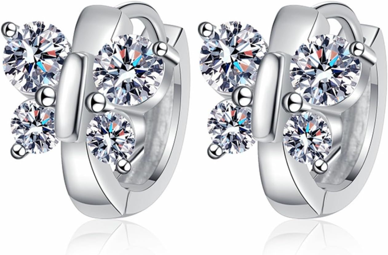 1.6cttw Moissanite Earrings for Women D Color VVS1 clarity 925 Sterling Silver Diamond Earrings Moissanite Hoop Earrings with Certificate