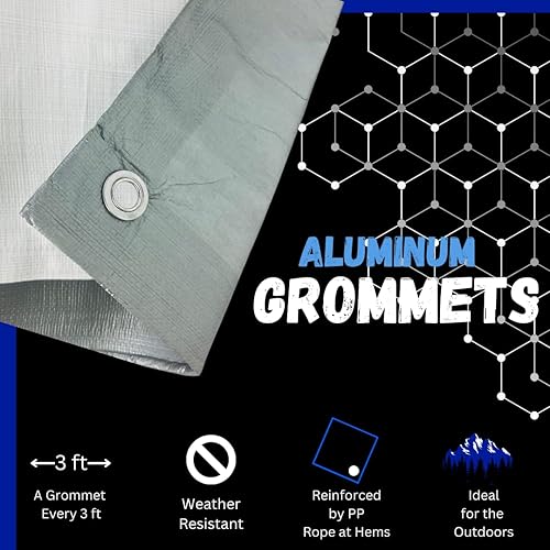 Miniatura 4 de Cubierta de lona de polietileno plateada y blanca de 5 x 7 pies  10 mil de grosor - Resistencia industrial  Lona 100% impermeable, resistente a los