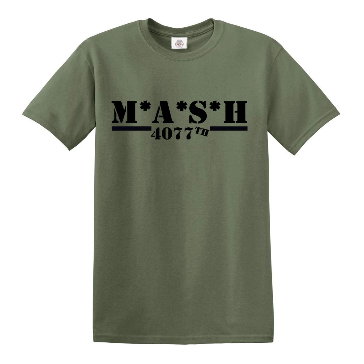 Trend Gear M*A*S*H 4077TH T Shirt MASH TV Series US Army Military T-Shirt (2XL, Military Green -Black Print)