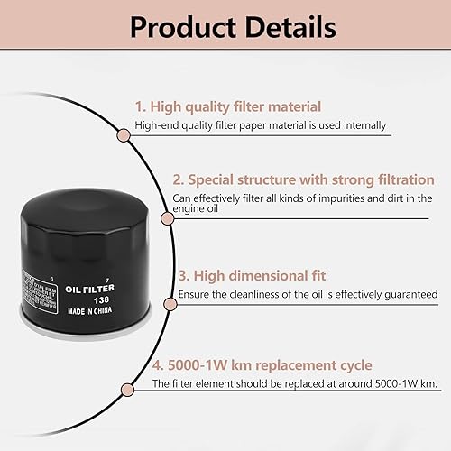 Miniatura 7 de OuYi Filtro de aceite compatible con Suzuki Eiger 400 LTA400, Kingquad 400 450 500 750 LTA450 LTA500 LTA750, DL650 V-Strom 650 1000, C50 C90 M50