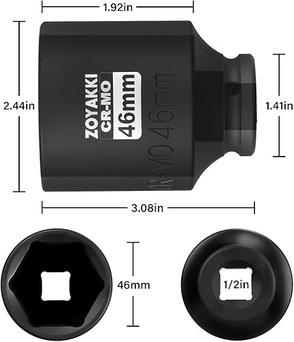 Miniatura 161 de Enchufe de impacto de 6 PT de 1/2" x 0.827 in de profundidad, CR-MO, 1/2 pulgada de accionamiento de 6 puntos para una fácil extracción