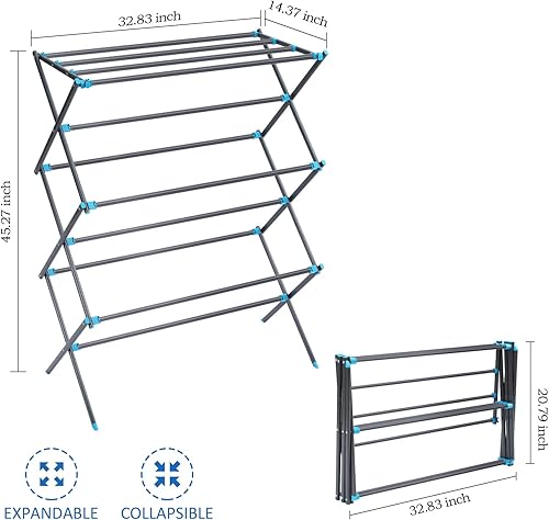 Miniatura 4 de APEXCHASER Drying Rack Clothing, Metal Collapsible Clothes Drying Rack for Clothes, Towel, Oversize, IndoorOutdoorLaundry Room, Graphite