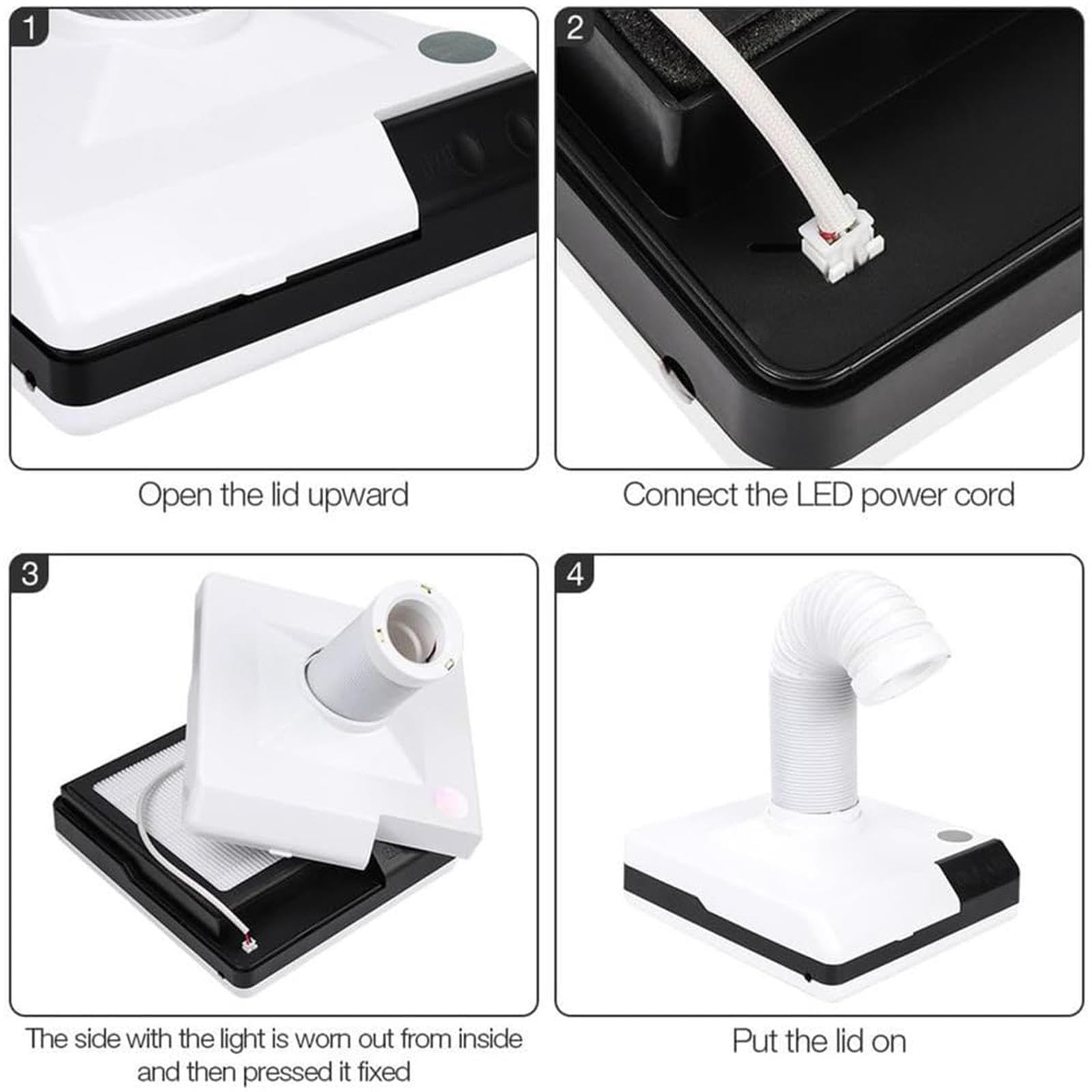 Aspiratore per Polveri per Lucidatura da Tavolo, Aspirapolvere per Lucidatura Dentale per Unghie con 3 Luci LED, Due Modi di Utilizzo, Tubo Flessibile con Rotazione a 360° per Laboratorio
