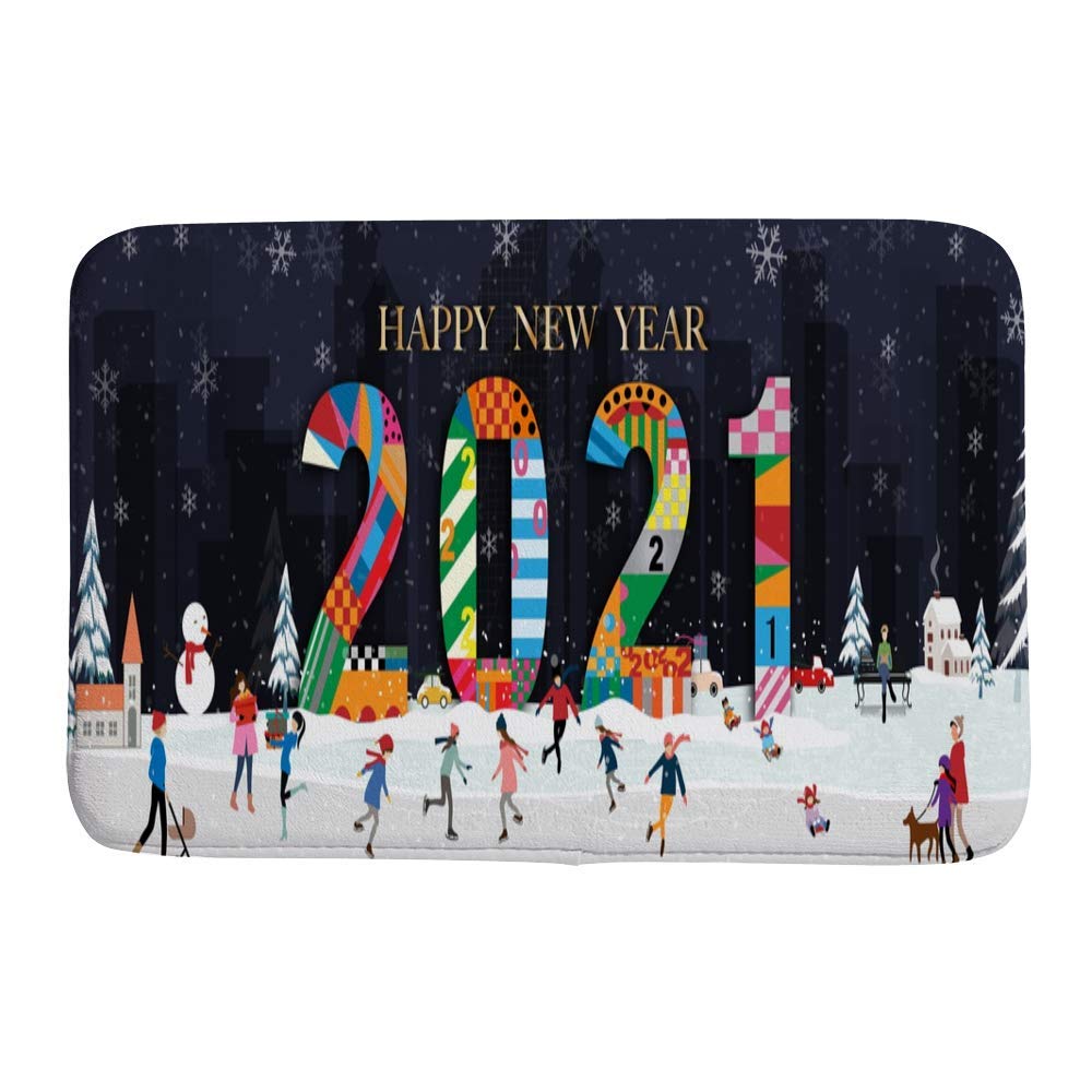 Tapis de bain confortable Happy New Year pour une douche chaleureuse en hiver