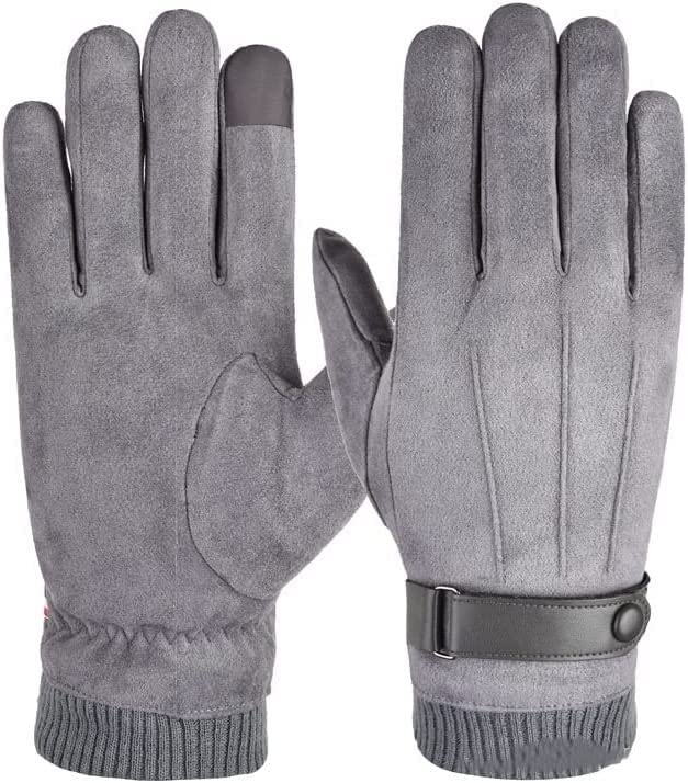 Guantes de equitación para hombre, piel de terciopelo, pantalla táctil, más terciopelo, gruesos, otoño e invierno, cálidos, para conducir, deportes al aire libre