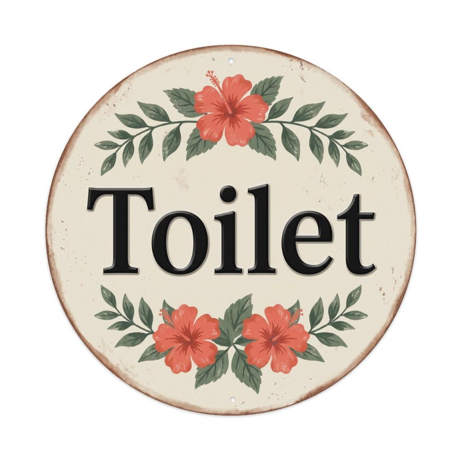 Okahys 8X8inch(20X20cm) Toilet(Wc) Signage Hibiscus Vintage Metal Tin Sign