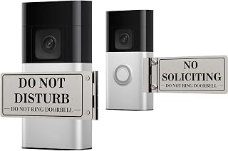 Metal Doorbell Cover No Soliciting Sign for House & Front Door, Flipable No Soliciting Sign for Ring Doorbell, Easy to Mount, Great Gift for Home Officers and Exhausted Moms with Sleeping Baby(Right)